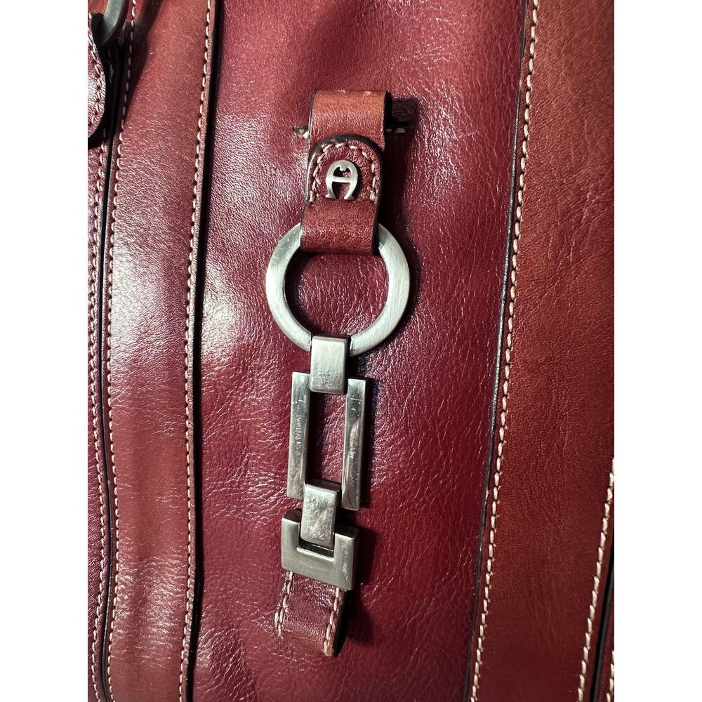ETIENNE AIGNER Horseshoe‎ Brown Red VTG Leather Shoulder Bag Quiet Luxury - Picture 2 of 16